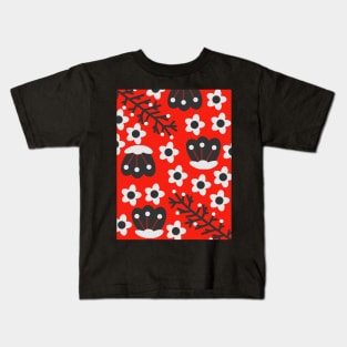 Little white flowers in red Kids T-Shirt